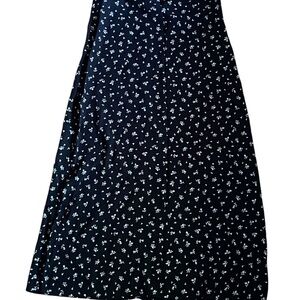 Brandy Melville Black Floral A-Line Skirt